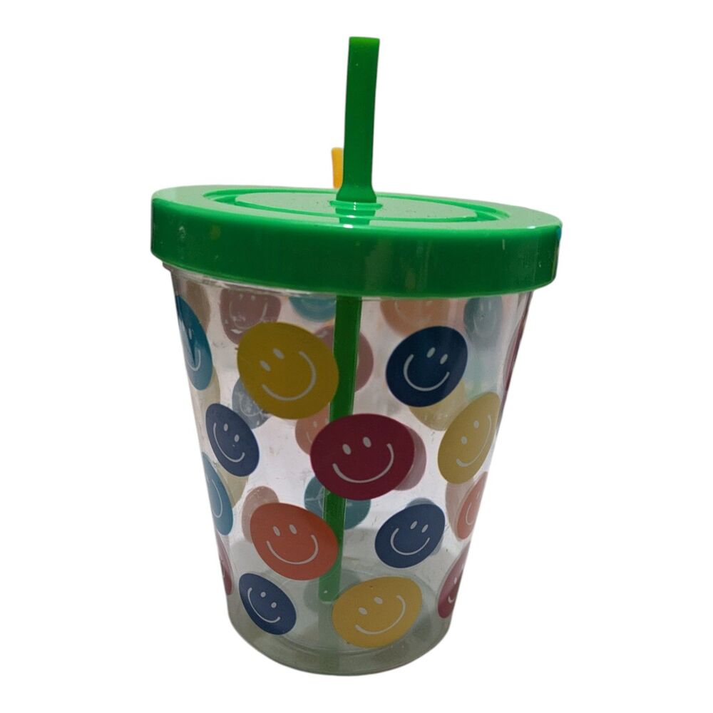 Colorful Kids Reusable Plastic Cups With Lids & Straws Set of 4 - Picture 3 of 6